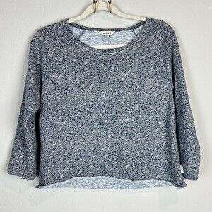 Frye & Co Cropped Blue Floral Crewneck Top M